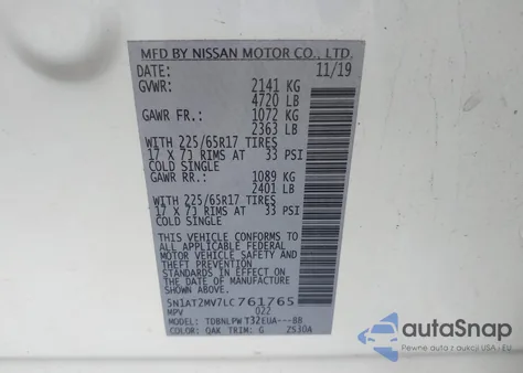 2020 Nissan Rogue S Intelligent Awd from USA, damaged, VIN 5N1AT2MV7LC761765